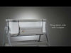 Patut co-sleeper, Lionelo, Luna, 2 in 1, Cu laterala culisanta, Cu setare unghiulara, Cu roti, Reglabil in 6 pozitii pe inaltime, Gri deschis