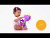 Jucarie pentru carucior, scoica auto si patut, Playgro, Cu jucarie de dentitie, Cu sunete, Activity Friend Stella Unicorn, 39 cm