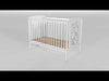 Patut din lemn bebe, 120x60 cm, Cu sertar, Din lemn de pin si mdf, Stabil si rezistent, Inaltime saltea reglabila pe 3 nivele, Laterala cu 3 bete detasabile, EN716-1, EN716-2, Alb, Qmini, Timmi Heart