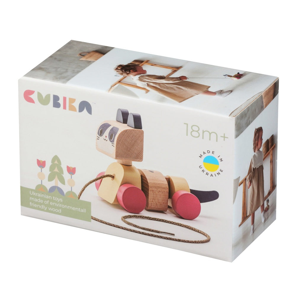 Jucarie din lemn, Cubika, Prietena mea Pisicuta - Pastel - gogobaby.ro