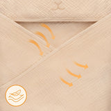 Prosop de baie, Lionelo, Cu gluga, Din muselina, 100% bumbac, 80x80 cm, Absorbtie eficienta, Bej deschis
