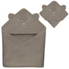Prosop de baie, Lionelo, Cu gluga, Din muselina, 100% bumbac, 80x80 cm, Absorbtie eficienta, Bej inchis