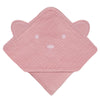 Prosop de baie, Lionelo, Cu gluga, Din muselina, 100% bumbac, 80x80 cm, Absorbtie eficienta, Roz