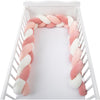 Protectie laterala, Bubaba, Pentru patut bebe, Tip Bumper impletit, Din bumbac, 235x15 cm, Conform cu standardul european EN 16780:2018, Pink White