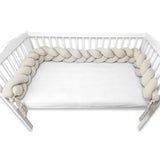 Protectie laterala, MimiNu, Pentru patut, Tip Bumper impletit, Din bumbac interlock, 240 cm, Soft Beige