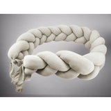 Protectie laterala, MimiNu, Pentru patut, Tip Bumper impletit, Din bumbac interlock, 240 cm, Soft Beige