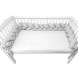 Protectie laterala, MimiNu, Pentru patut, Tip Bumper impletit, Din bumbac interlock, 240 cm, Soft Gray