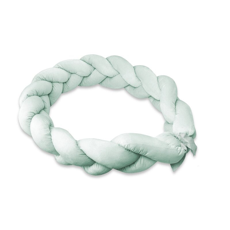 Protectie laterala, MimiNu, Pentru patut, Tip Bumper impletit, Din catifea, 220x23 cm, Cold Mint - gogobaby.ro