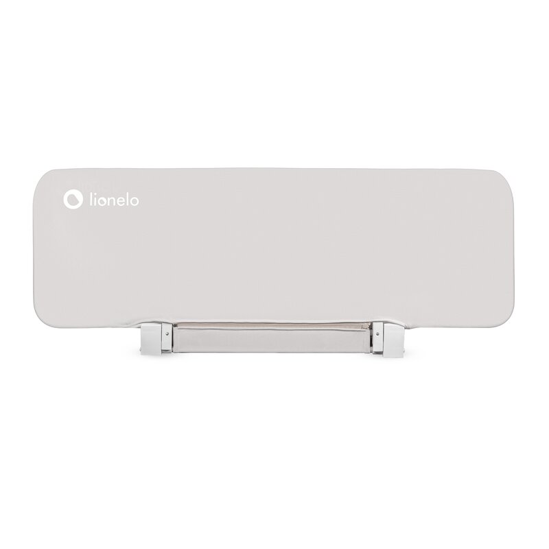 Protectie laterala pat, Lionelo, Lora, Pliabila, Sistem de blocare StandSafe, Geanta de transport inclusa, 105 x 45 cm, Bej - gogobaby.ro