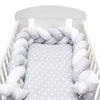 Protectie laterala, New Baby, Pentru patut, Tip Bumper impletit, Din bumbac, Din materiale certificate Oeko Tex Standard 100, Lungime 225 cm, Stars grey/white