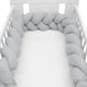 Protectie laterala, New Baby, Pentru patut, Tip Bumper impletit, Din muselina, Din materiale certificate Oeko Tex Standard 100, Lungime 225 cm, Grey