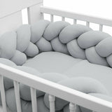 Protectie laterala, New Baby, Pentru patut, Tip Bumper impletit, Din muselina, Din materiale certificate Oeko Tex Standard 100, Lungime 225 cm, Grey