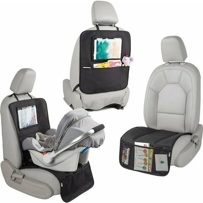 Protectie scaun auto, FreeON, Bancheta si spatar, Cu organizator, 3 in 1, Dimensiune 123x48.5 cm, Negru - gogobaby.ro