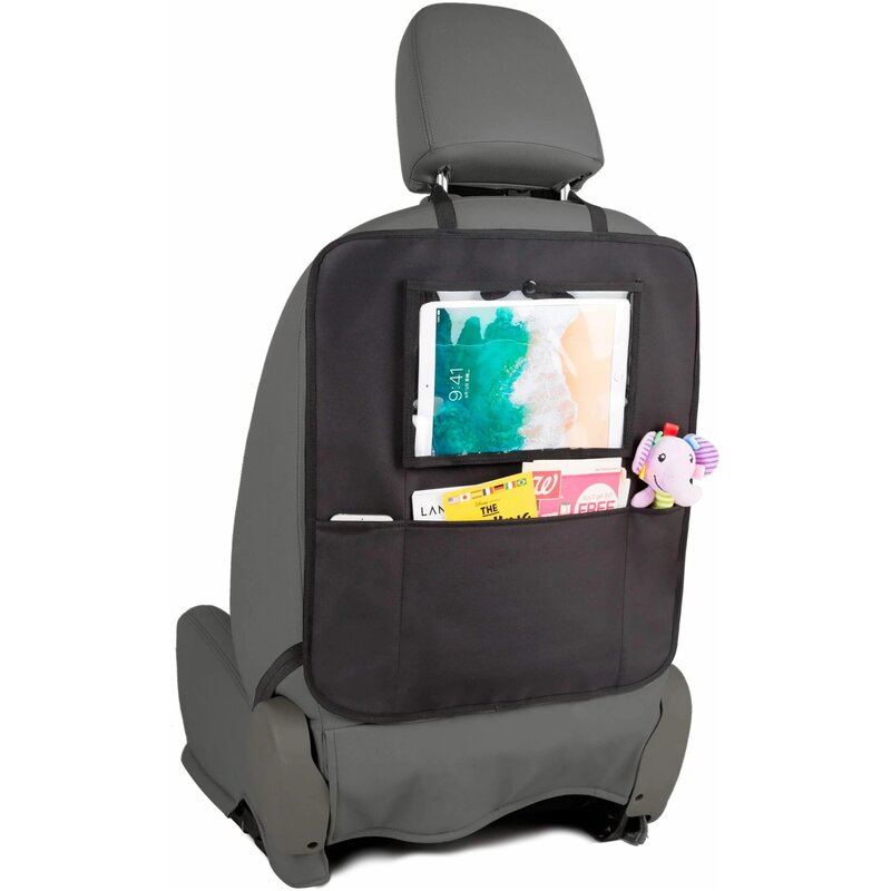 Protectie scaun auto, FreeON, Bancheta si spatar, Cu organizator, 3 in 1, Dimensiune 123x48.5 cm, Negru