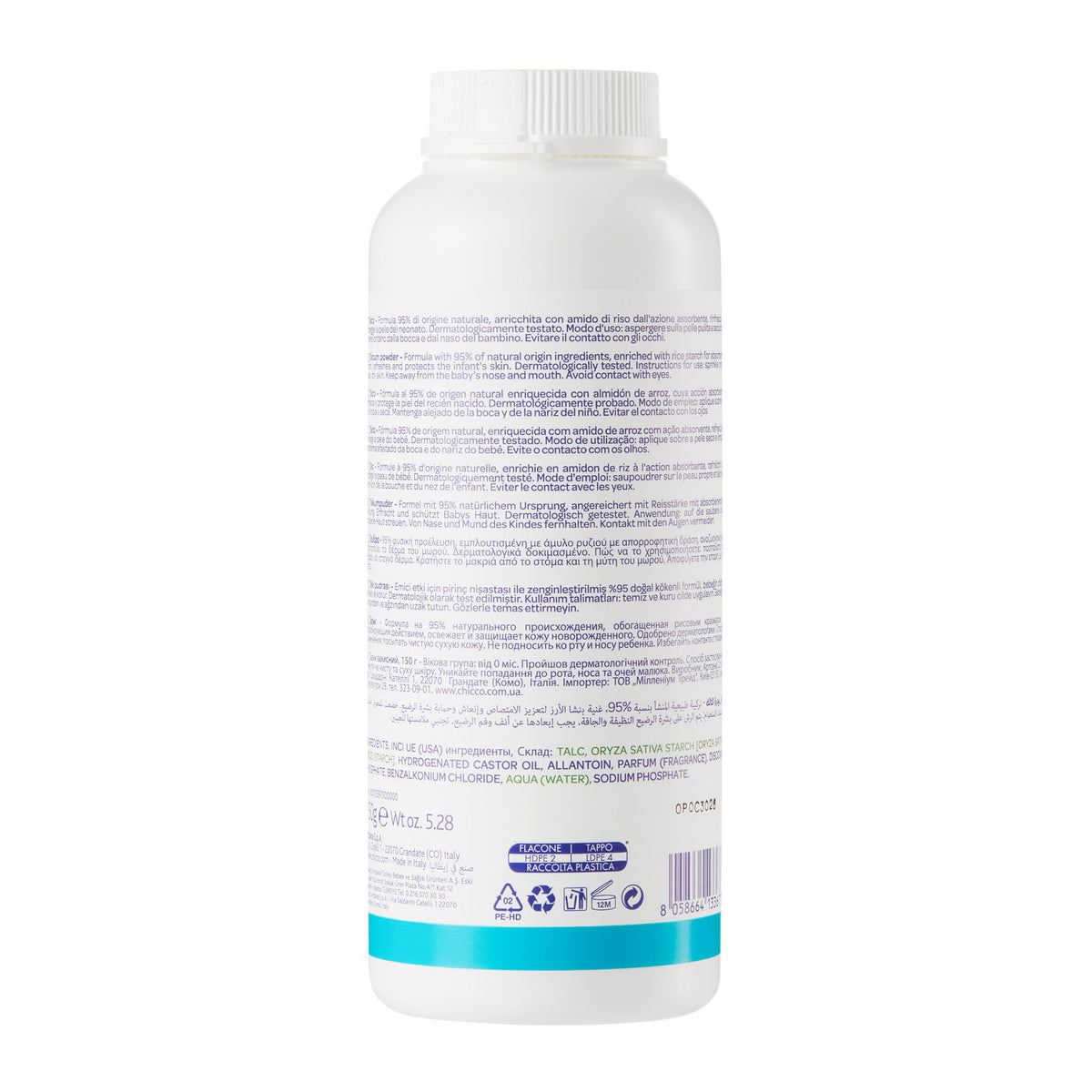 Pudra de talc Chicco Baby Moments, 150g, 0luni+ - gogobaby.ro