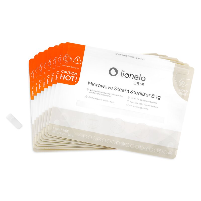 Pungi sterilizare microunde, Lionelo, Thermbag, Fara BPA, Sterilizare in 90 de sec., Elimina 99,9% dintre bacterii, Reutilizabile, 21x29 cm, 16 buc.