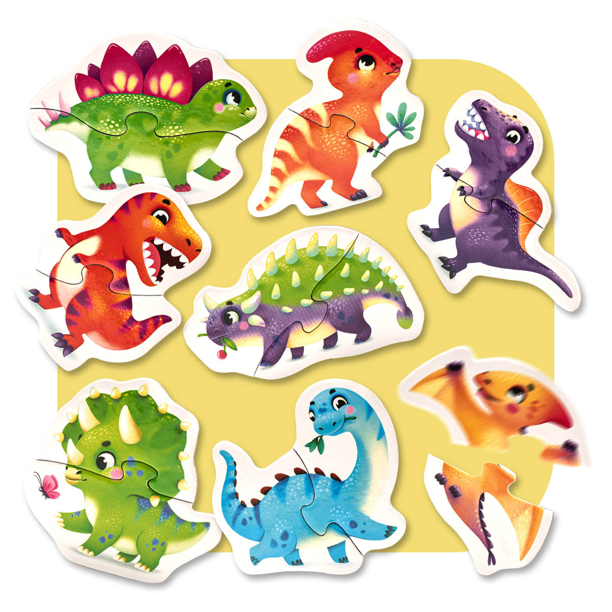 Puzzle pentru copii, 2 Ani+, Puzzlika - Dinozauri - gogobaby.ro