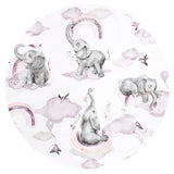 Aparatoare pentru patut, Qmini, Din bumbac certificat Oeko Tex Standard 100, 210x30 cm, Cu panglici, Elephants on Rainbow Pink