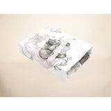 Cearceaf cu elastic, Qmini, Pentru patut 120x60 cm, Din bumbac certificat Oeko Tex Standard 100, Teddy Bear and Friends Pink