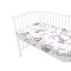 Cearceaf cu elastic, Qmini, Pentru patut 140X70 cm, Din bumbac certificat Oeko Tex Standard 100, Elephants on Rainbow Pink