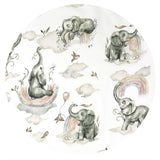 Cearceaf cu elastic, Qmini, Pentru patut 140X70 cm, Din bumbac certificat Oeko Tex Standard 100, Elephants on Rainbow