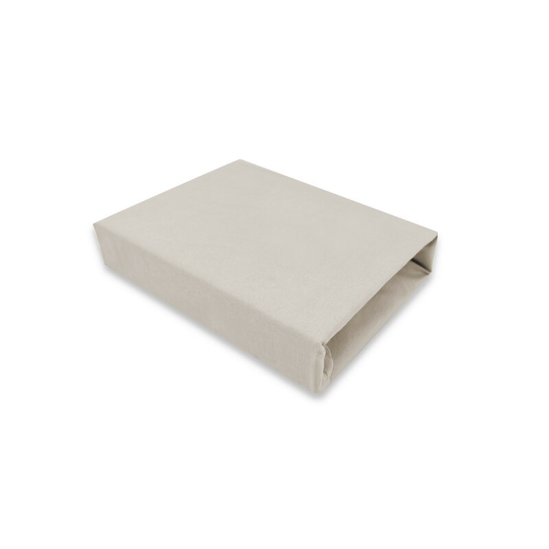 Cearceaf cu elastic, Qmini, Pentru patut co-sleeper, Theo, Dimensiune 85 x 46 cm, Din bumbac certificat Oeko Tex Standard 100, Beige - gogobaby.ro