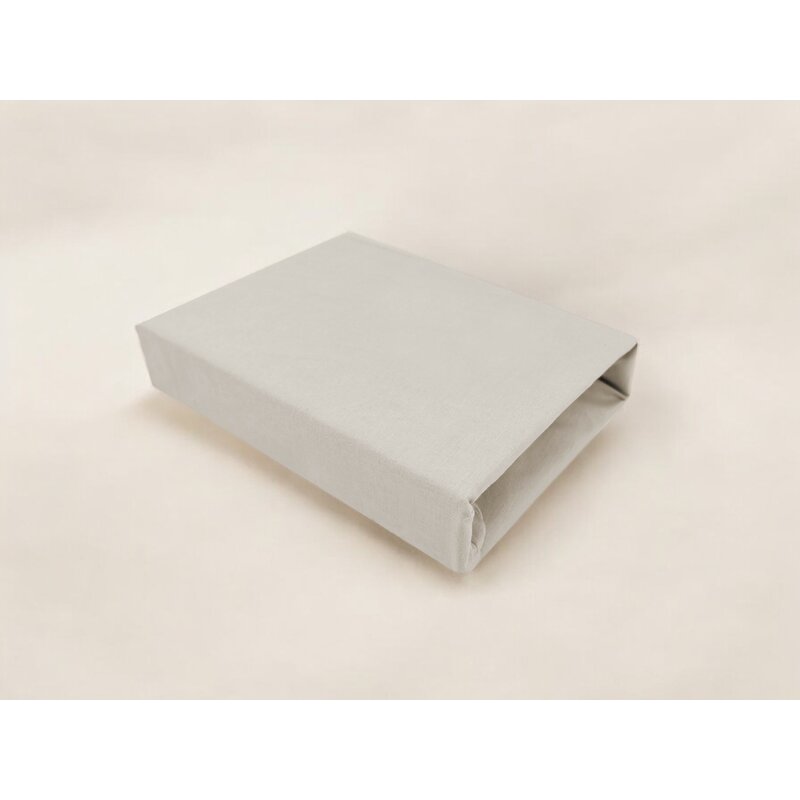 Cearceaf cu elastic, Qmini, Pentru patut co-sleeper, Theo, Dimensiune 85 x 46 cm, Din bumbac certificat Oeko Tex Standard 100, Beige - gogobaby.ro