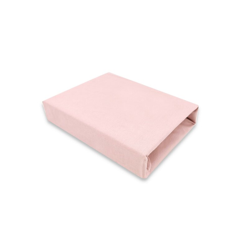 Cearceaf cu elastic, Qmini, Pentru patut co-sleeper, Theo, Dimensiune 85 x 46 cm, Din bumbac certificat Oeko Tex Standard 100, Powdery pink - gogobaby.ro