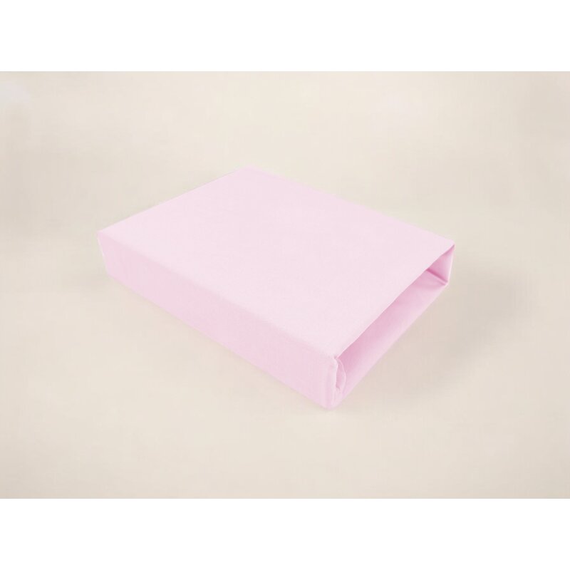 Cearceaf cu elastic, Qmini, Pentru patut leagan sau patut co-sleeper, Dimensiune 90x40 cm, Din bumbac jersey, Material certificat Oeko Tex Standard 100, Pink - gogobaby.ro