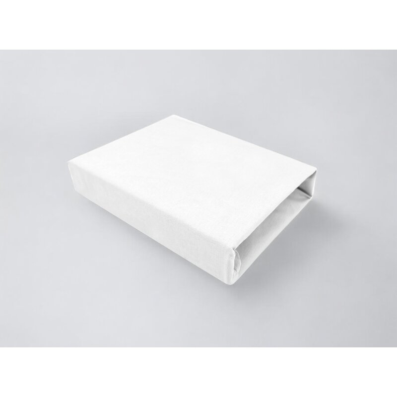 Cearceaf cu elastic, Qmini, Pentru patut leagan sau patut co-sleeper, Dimensiune 90x40 cm, Din bumbac jersey, Material certificat Oeko Tex Standard 100, White - gogobaby.ro