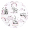 Lenjerie patut 3 piese, Qmini, Pentru patut 140x70 cm, Cu protectie laterala, Din bumbac certificat Oeko Tex Standard 100, Elephants on Rainbow Pink