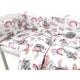Lenjerie patut 3 piese, Qmini, Pentru patut 140x70 cm, Cu protectie laterala, Din bumbac certificat Oeko Tex Standard 100, Elephants on Rainbow Pink