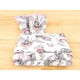 Lenjerie patut 3 piese, Qmini, Pentru patut 140x70 cm, Cu protectie laterala, Din bumbac certificat Oeko Tex Standard 100, Elephants on Rainbow Pink