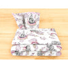 Lenjerie patut 3 piese, Qmini, Pentru patut 140x70 cm, Cu protectie laterala, Din bumbac certificat Oeko Tex Standard 100, Elephants on Rainbow Pink
