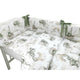 Lenjerie patut 3 piese, Qmini, Pentru patut 120x60 cm, Cu protectie laterala, Din bumbac certificat Oeko Tex Standard 100, Elephants on Rainbow