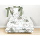 Lenjerie patut 3 piese, Qmini, Pentru patut 120x60 cm, Cu protectie laterala, Din bumbac certificat Oeko Tex Standard 100, Elephants on Rainbow
