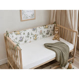 Lenjerie patut 3 piese, Qmini, Pentru patut 120x60 cm, Cu protectie laterala, Din bumbac certificat Oeko Tex Standard 100, Safari