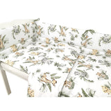 Lenjerie patut 3 piese, Qmini, Pentru patut 140x70 cm, Cu protectie laterala, Din bumbac certificat Oeko Tex Standard 100, Safari
