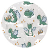 Paturica de infasat, Qmini, Cu doua fete, Cu multiple utilizari, Cu inchidere arici velcro, Dimensiune 75x75 cm, Din bumbac certificat Oeko Tex Standard 100, Dragons Gray