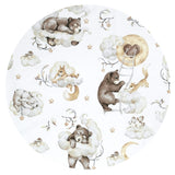 Paturica de infasat, Qmini, Cu doua fete, Cu multiple utilizari, Cu inchidere arici velcro, Dimensiune 75x75 cm, Din bumbac certificat Oeko Tex Standard 100, Teddy Bear and Friends Beige
