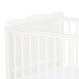 Patut din lemn bebe, 120x60 cm, Cu sina speciala pentru dentitie, Multifunctional, EN716-1, EN716-2, Alb, Qmini, Julia