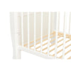 Patut din lemn bebe, 120x60 cm, Cu sina speciala pentru dentitie, Multifunctional, EN716-1, EN716-2, Alb, Qmini, Julia
