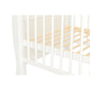 Patut din lemn bebe, 120x60 cm, Cu sina speciala pentru dentitie, Multifunctional, EN716-1, EN716-2, Alb, Qmini, Julia