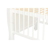 Patut din lemn bebe, 120x60 cm, Cu sina speciala pentru dentitie, Multifunctional, EN716-1, EN716-2, Alb, Qmini, Julia