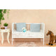 Patut din lemn bebe, 120x60 cm, Cu sina speciala pentru dentitie, Multifunctional, EN716-1, EN716-2, Alb, Qmini, Julia