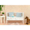 Patut din lemn bebe, 120x60 cm, Cu sina speciala pentru dentitie, Multifunctional, EN716-1, EN716-2, Alb, Qmini, Julia