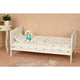 Patut din lemn bebe, 120x60 cm, Cu sina speciala pentru dentitie, Multifunctional, EN716-1, EN716-2, Alb, Qmini, Julia