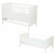 Patut din lemn bebe, 120x60 cm, Cu sina speciala pentru dentitie, Multifunctional, EN716-1, EN716-2, Alb, Qmini, Julia