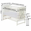 Patut din lemn, 120x60 cm, Din lemn de pin si mdf, Stabil si rezistent, Inaltime saltea reglabila pe 3 nivele, Laterala cu 3 bete detasabile, EN716-1, EN716-2, Alb, Qmini, Timmi Heart + Saltea 10 cm