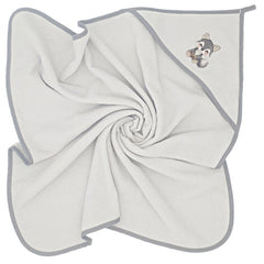 Prosop cu gluga, Qmini, Din bumbac, 80x80 cm, Grey